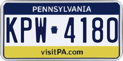 PA license plate KPW4180