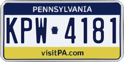 PA license plate KPW4181
