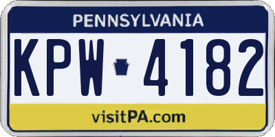 PA license plate KPW4182