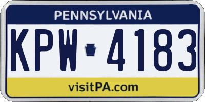 PA license plate KPW4183