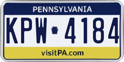 PA license plate KPW4184
