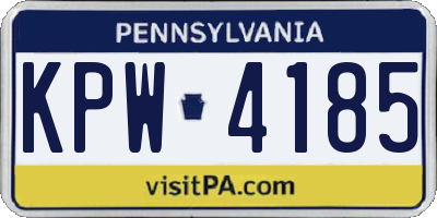 PA license plate KPW4185