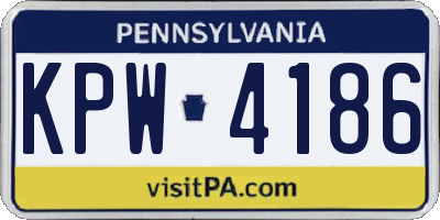 PA license plate KPW4186