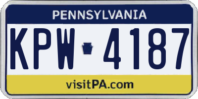 PA license plate KPW4187
