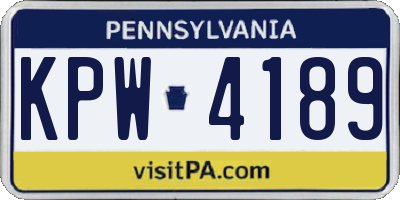 PA license plate KPW4189