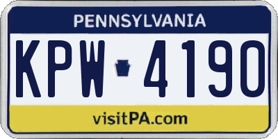 PA license plate KPW4190