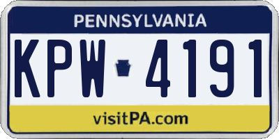 PA license plate KPW4191