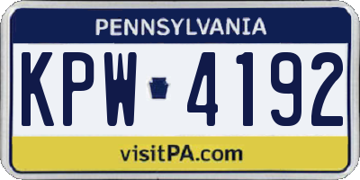 PA license plate KPW4192
