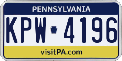 PA license plate KPW4196