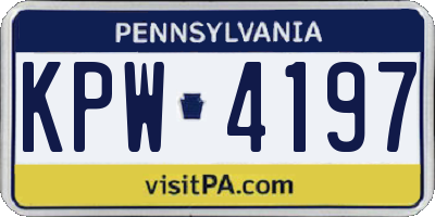 PA license plate KPW4197
