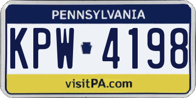 PA license plate KPW4198