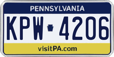 PA license plate KPW4206