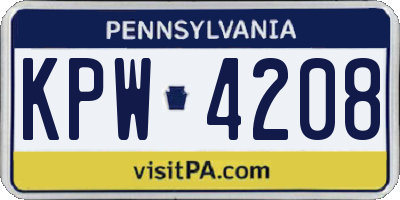 PA license plate KPW4208