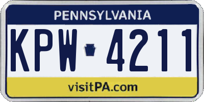 PA license plate KPW4211