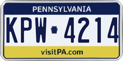 PA license plate KPW4214