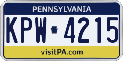 PA license plate KPW4215