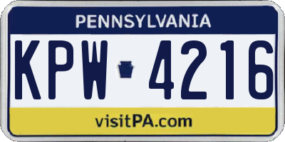 PA license plate KPW4216