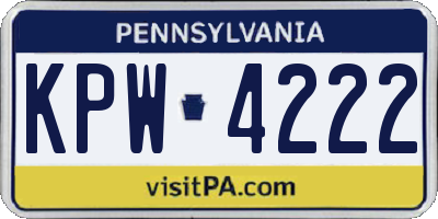 PA license plate KPW4222