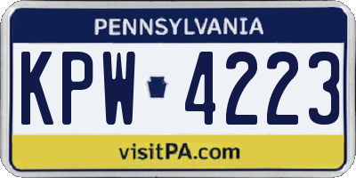 PA license plate KPW4223