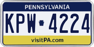 PA license plate KPW4224