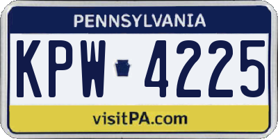PA license plate KPW4225