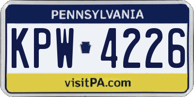 PA license plate KPW4226