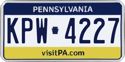 PA license plate KPW4227