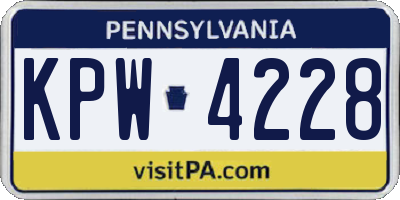 PA license plate KPW4228