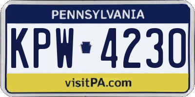 PA license plate KPW4230