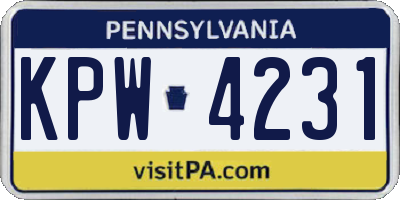 PA license plate KPW4231