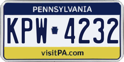 PA license plate KPW4232