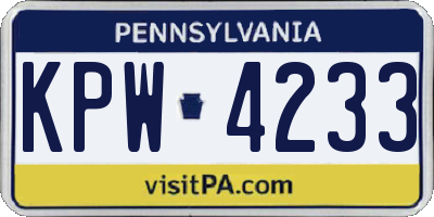 PA license plate KPW4233