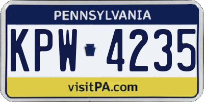 PA license plate KPW4235