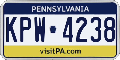 PA license plate KPW4238