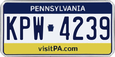 PA license plate KPW4239