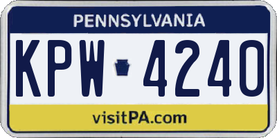 PA license plate KPW4240