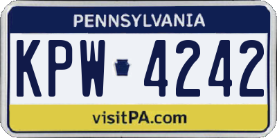 PA license plate KPW4242