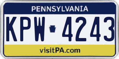 PA license plate KPW4243