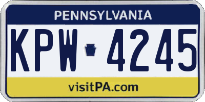 PA license plate KPW4245