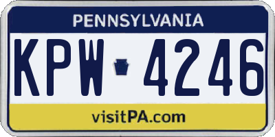 PA license plate KPW4246