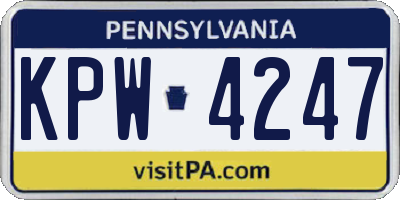 PA license plate KPW4247