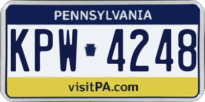PA license plate KPW4248