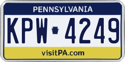 PA license plate KPW4249