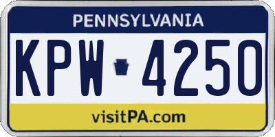 PA license plate KPW4250