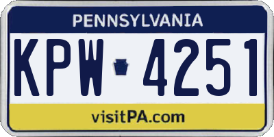 PA license plate KPW4251
