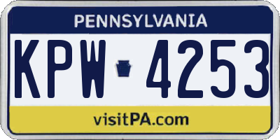 PA license plate KPW4253