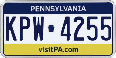 PA license plate KPW4255