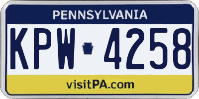 PA license plate KPW4258