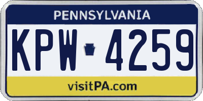 PA license plate KPW4259