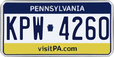 PA license plate KPW4260